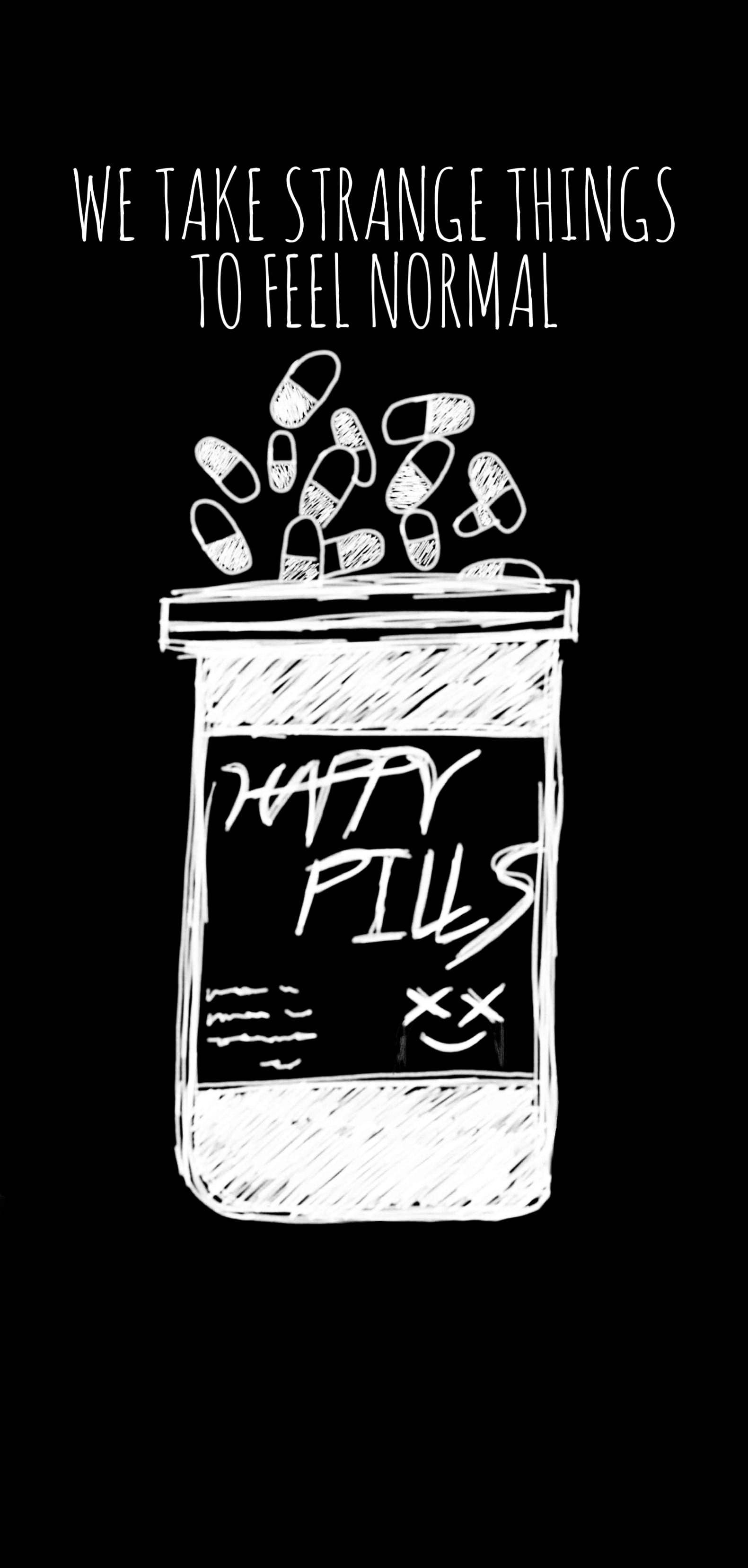 Exploring The Contrast: Happy Pills Amidst Depression Aesthetic Background