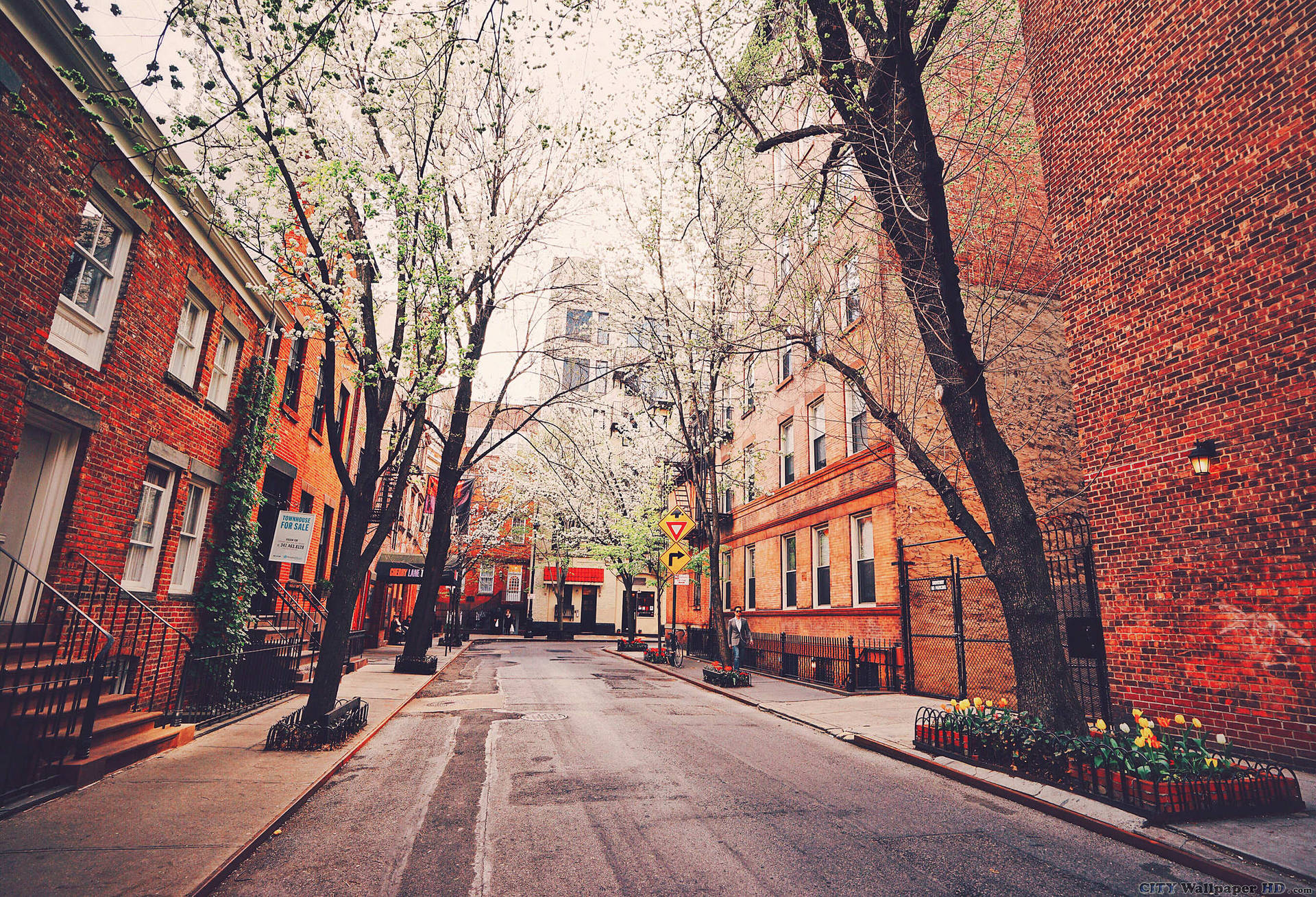 Exploring The Hustle And Bustle Of Downtown New York City Background