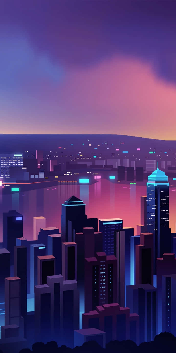 Exploring The Nightlife Of The Neon City Background