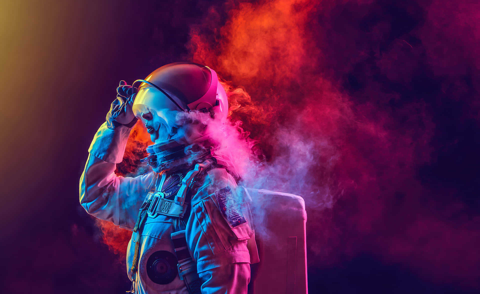 Explosions Of Colorful Smoke Create A Stunning Effect In The Night Sky Background