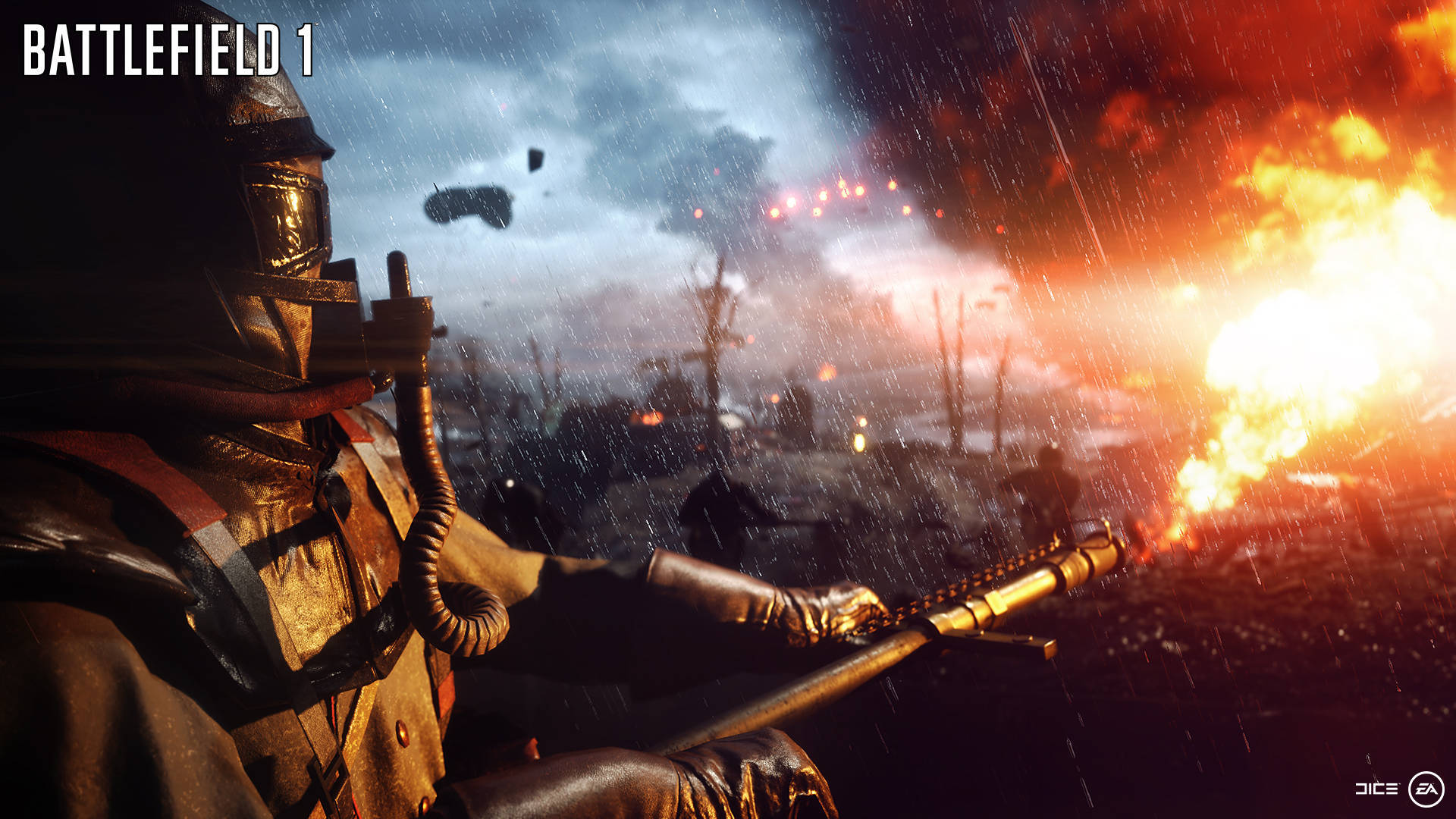 Explosive Action: The Flame Trooper From Battlefield 1 In Hd Background