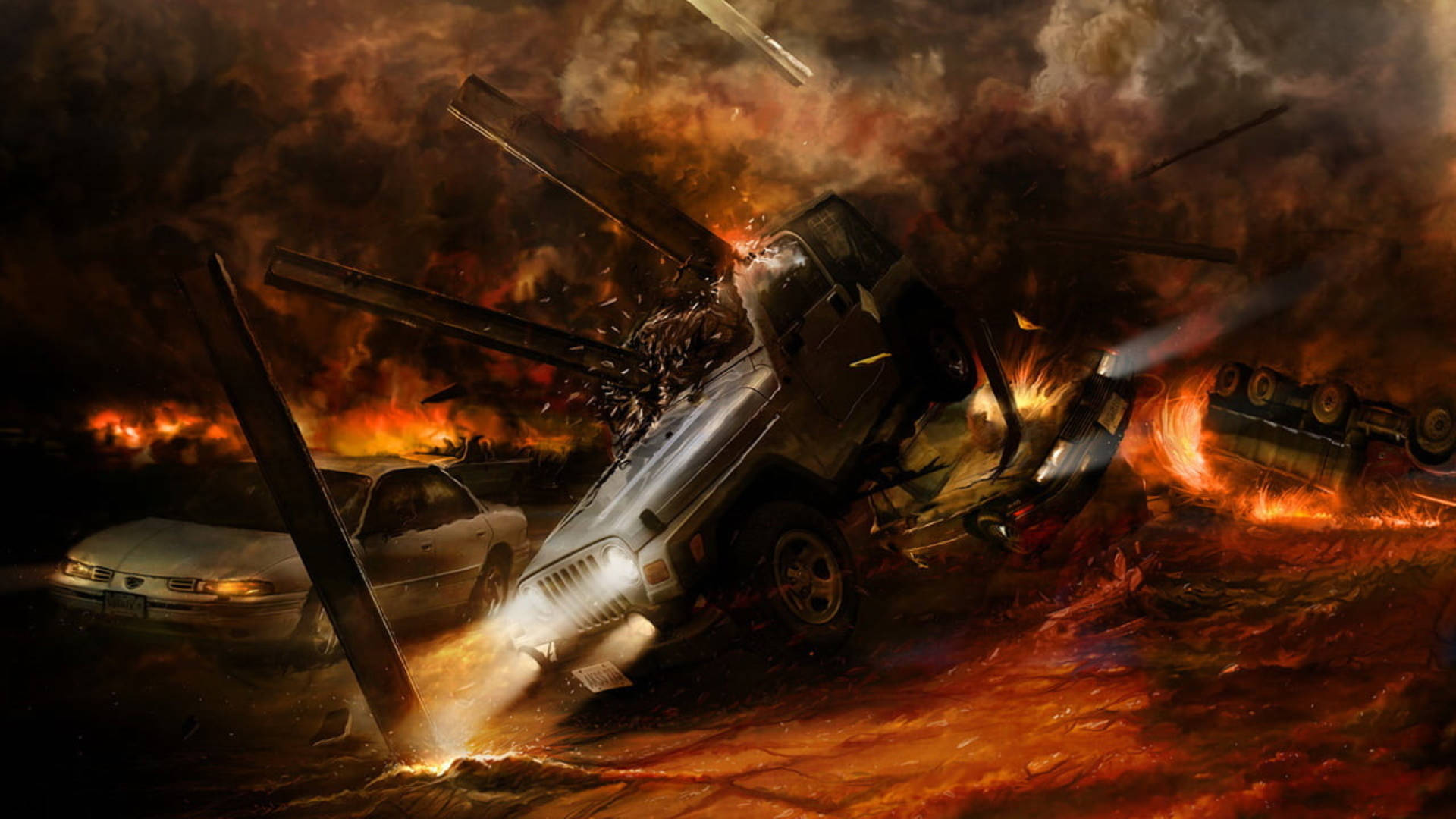 Explosive Car Accident Background