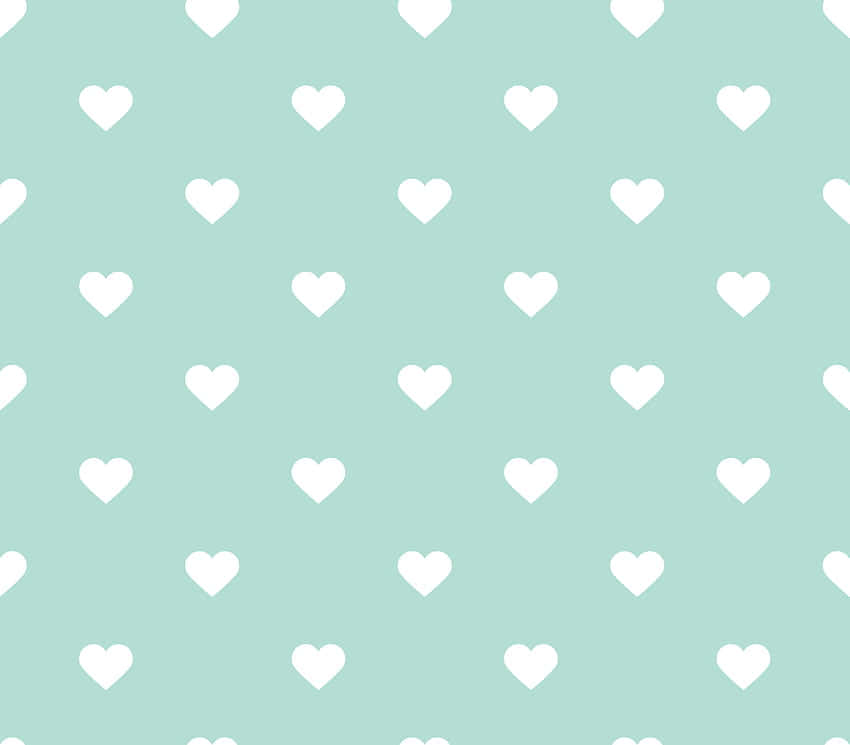 Express Your Heart Out With This Cheerful & Sweet Mint Green Hearts Wallpaper! Background