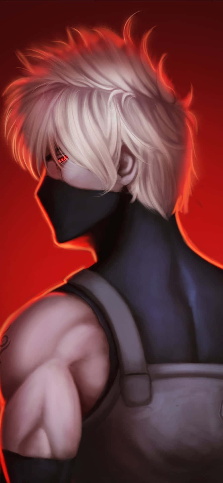 Express Your Vibrant Style With The Eye-catching Iphone 11 Red Anime. Background