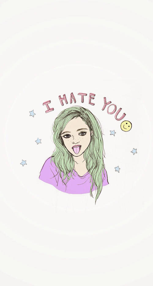 Expression Of Dislike - Girl With Green Hair Background