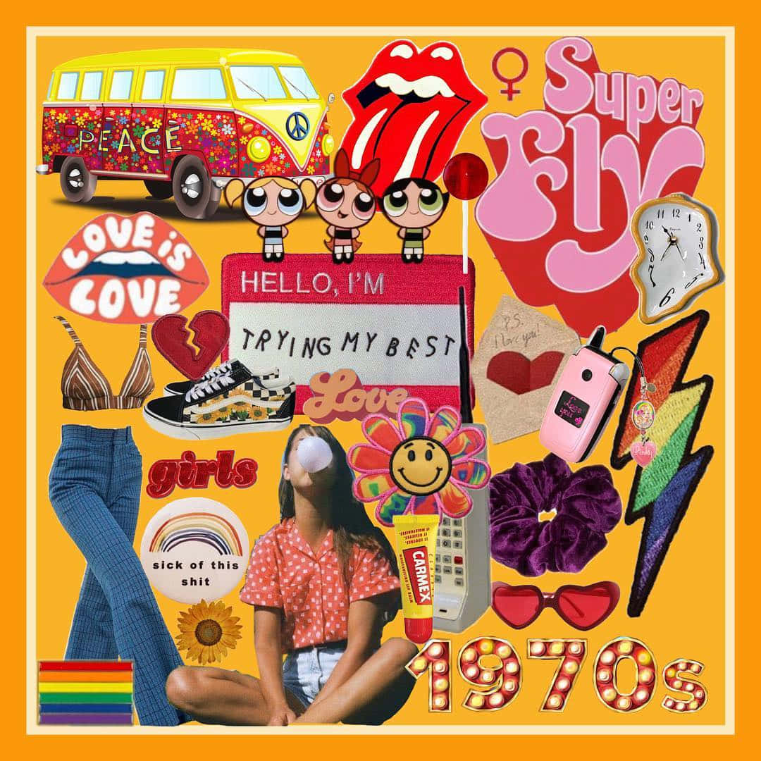 Expressive Groovy 70s Aesthetic Desktop Wallpaper Background