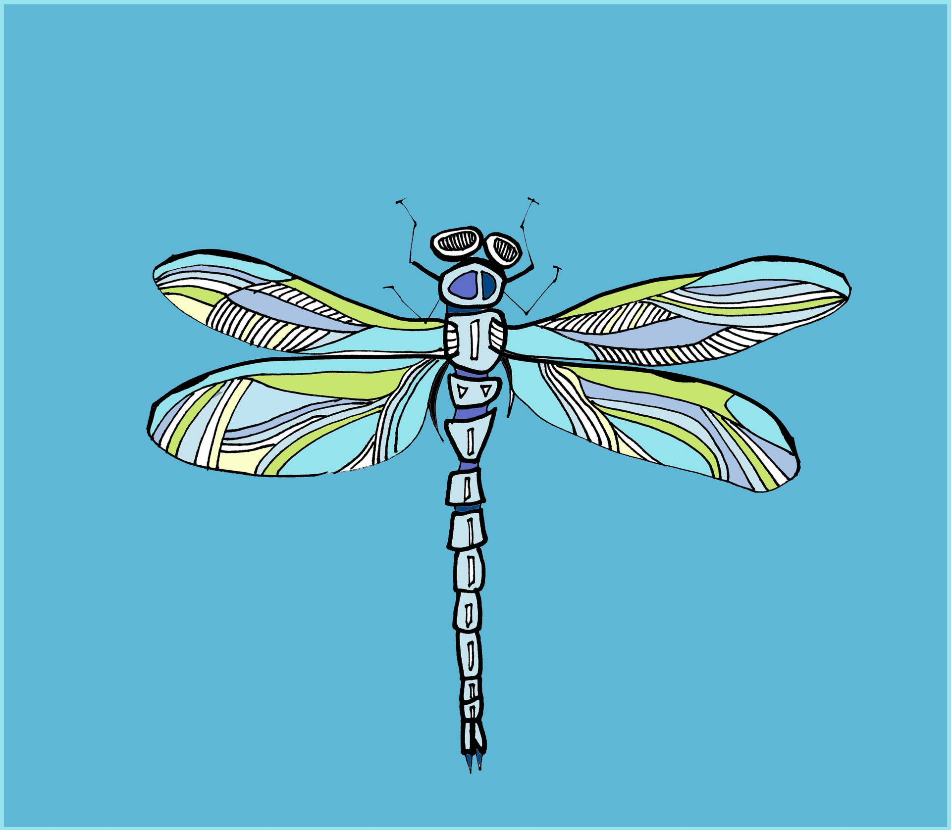 Exquisite Blue Dragonfly In Artistic Vector Illustration Background