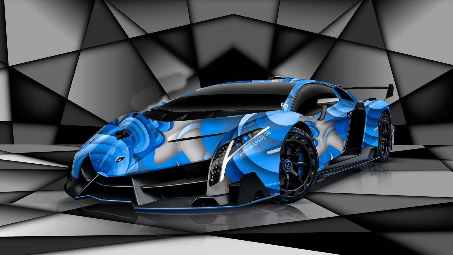 Exquisite Blue Lamborghini Aventador In Its Full Glory Background