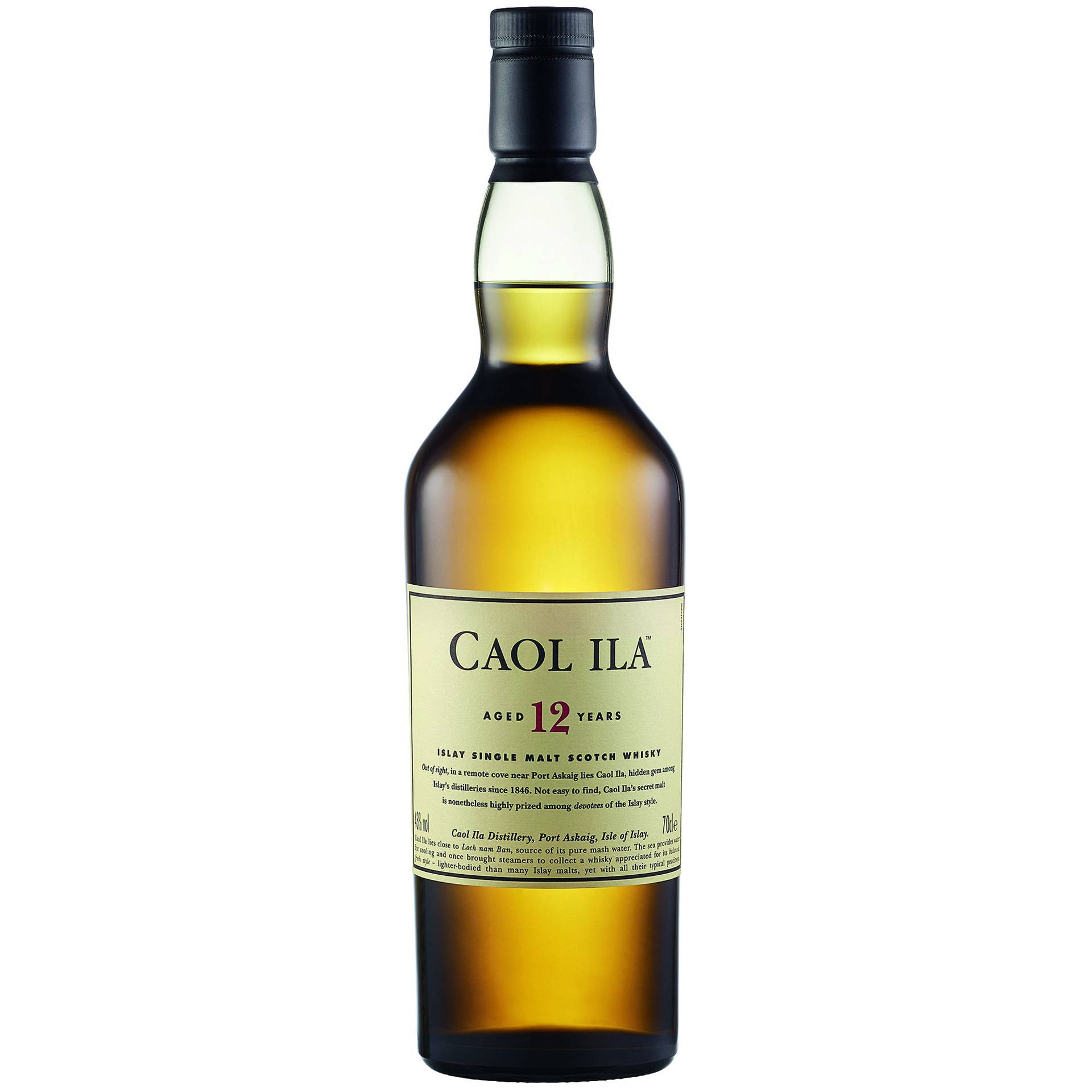 Exquisite Bottle Of Caol Ila 12-year-old Scotch Whisky Background