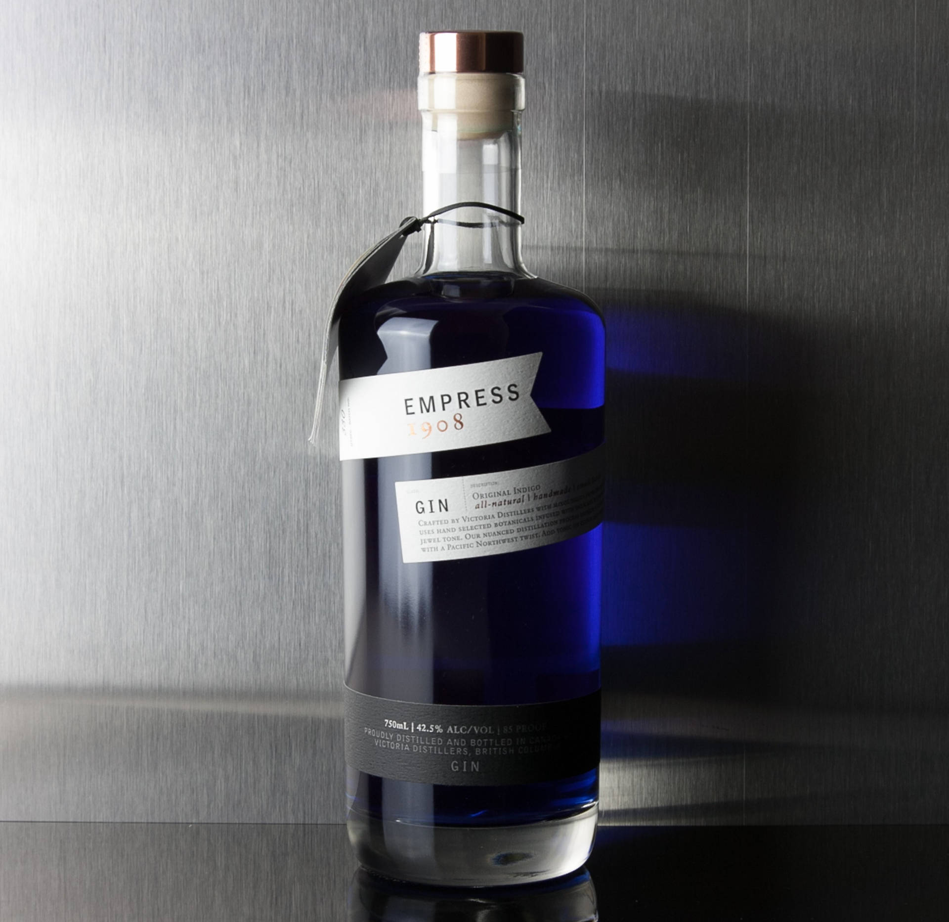 Exquisite Bottle Of Empress 1908 Gin-750 Ml Background