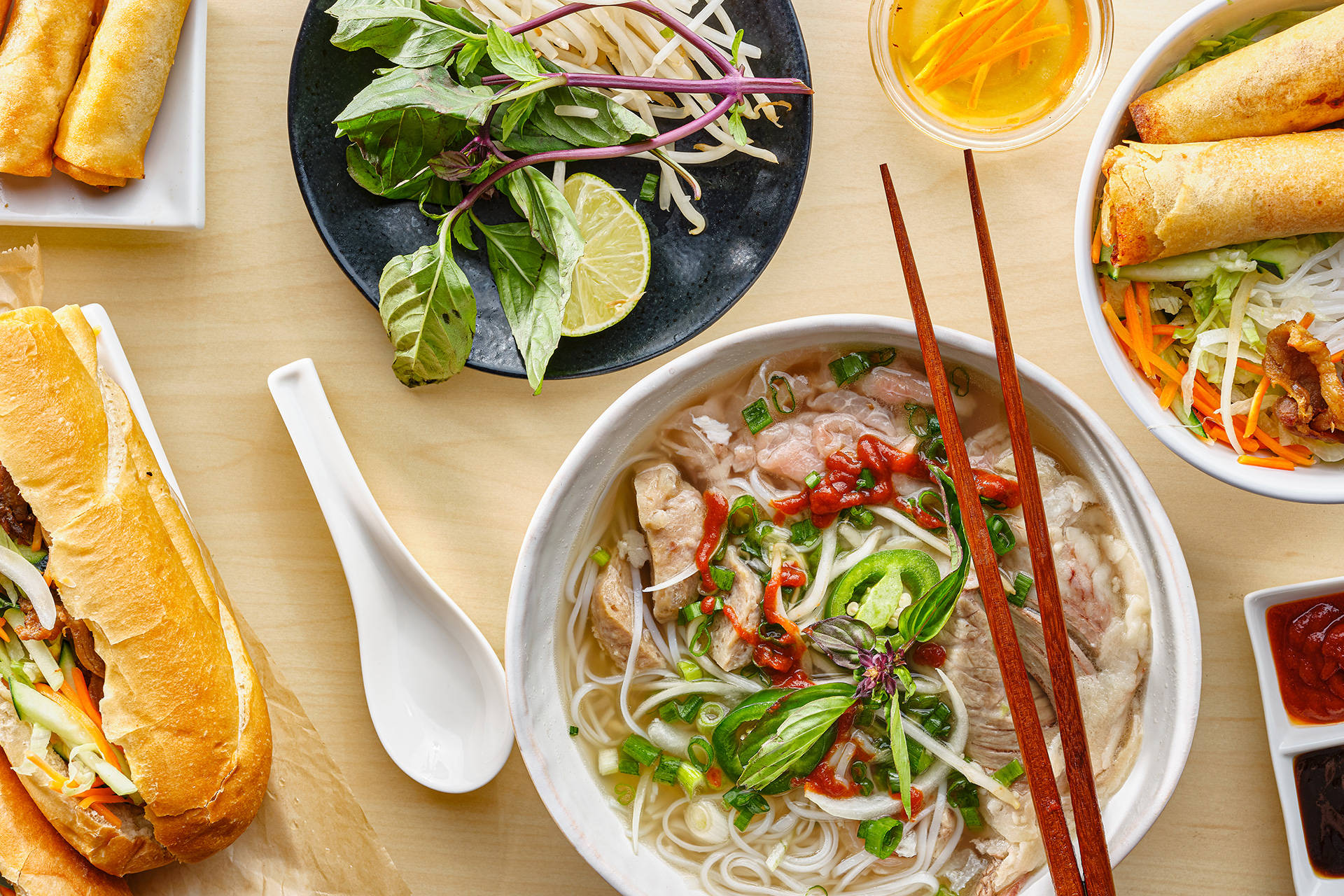 Exquisite Bowl Of Pho- Vietnamese Cuisine At Its Finest Background