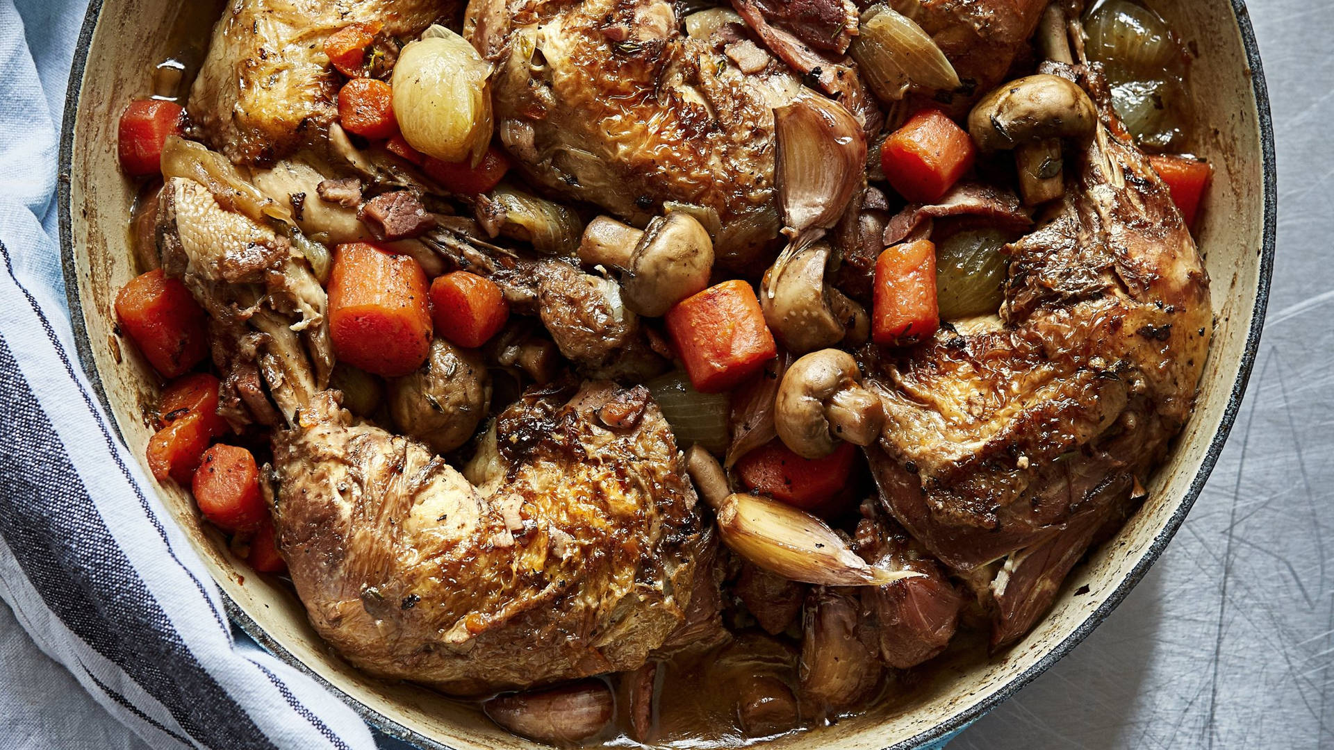 Exquisite Coq Au Vin Prepared With Tender Chicken