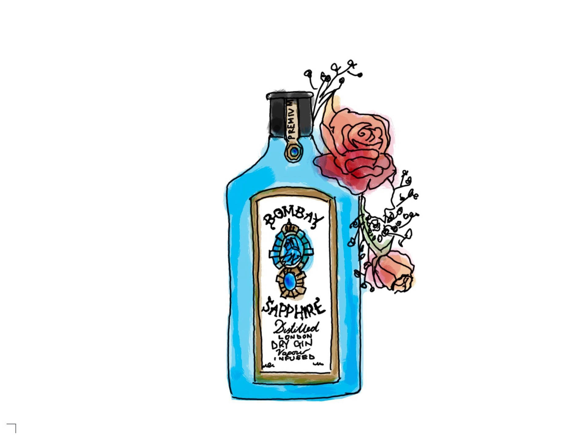 Exquisite Drawing Of Bombay Sapphire Bottle Background