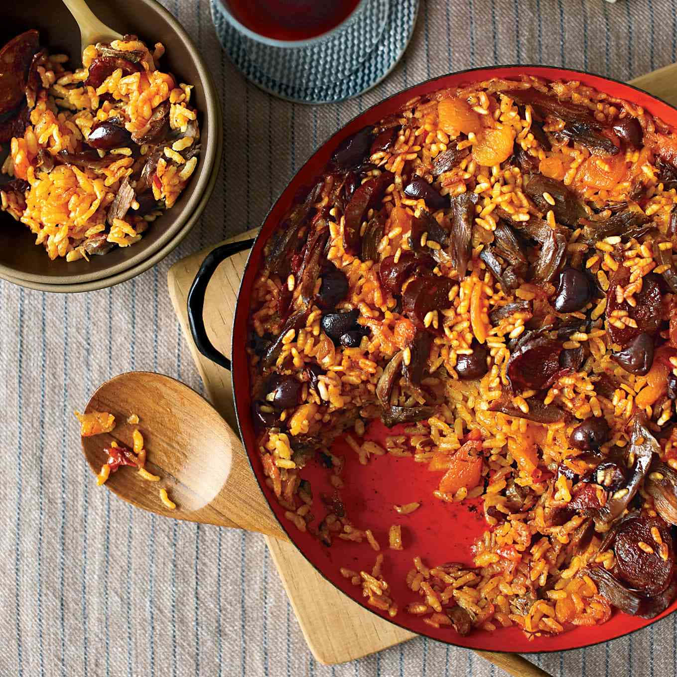 Exquisite Duck Rice With Apricots - Overhead Shot Background