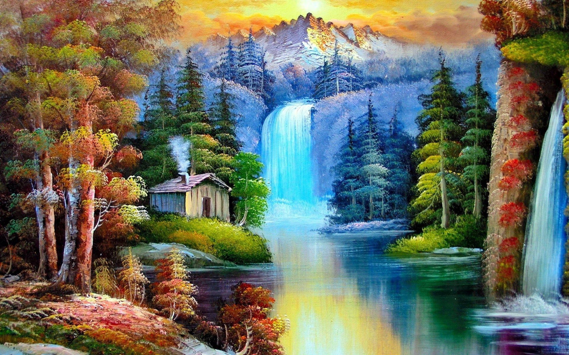 Exquisite Falls Paint Art Background