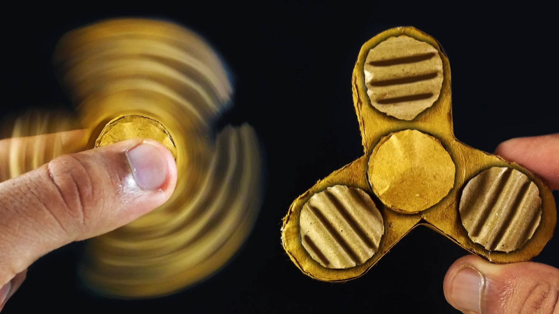 Exquisite Golden Fidget Spinner In Action Background