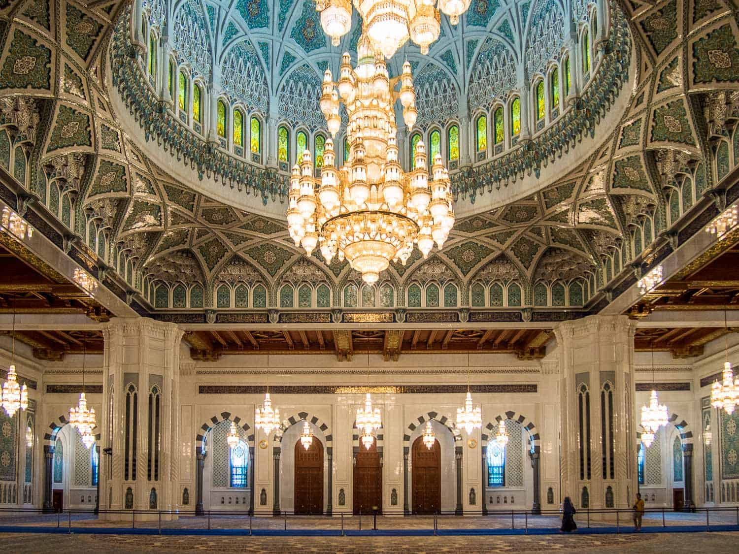 Exquisite Interiors Of Sultan Qaboos Grand Mosque, Oman Background