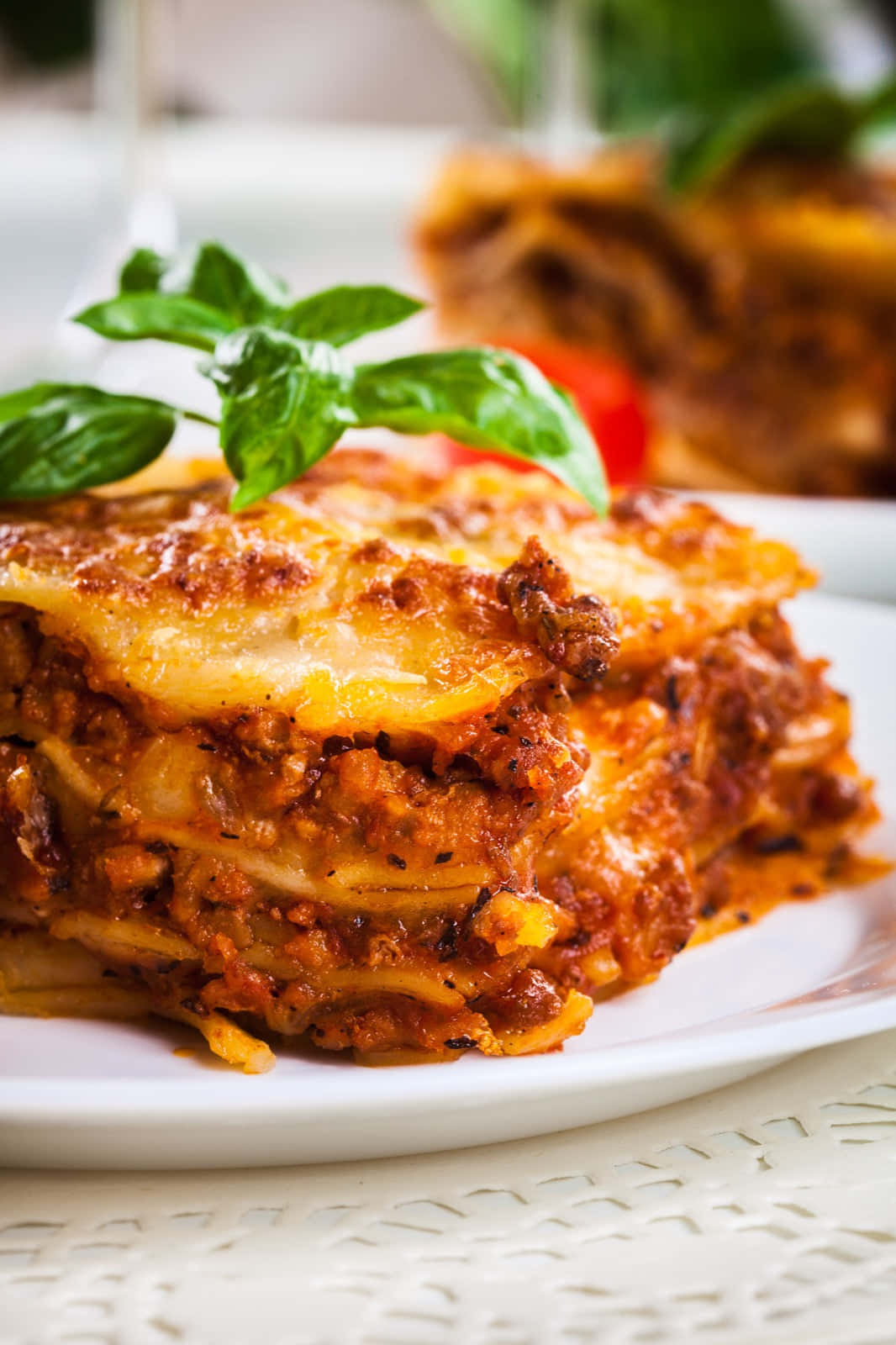 Exquisite Lasagna Alla Bolognese Serving Background