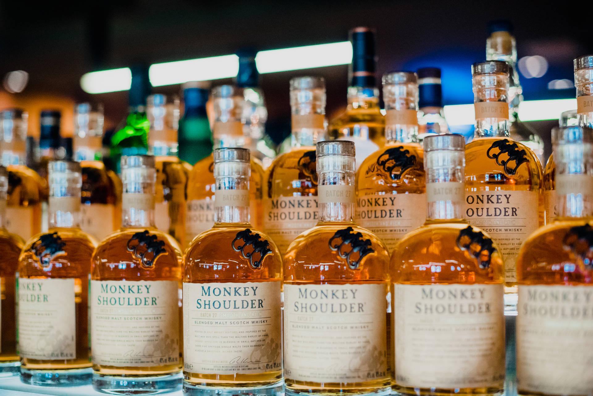 Exquisite Monkey Shoulder Cocktails Arrayed In Rows