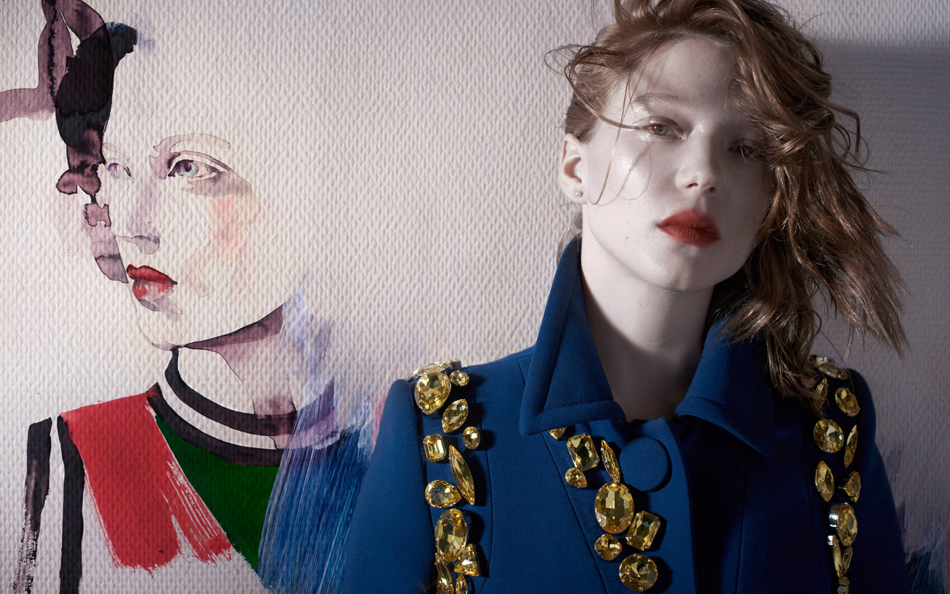 Exquisite Painting Of Lea Seydoux Background