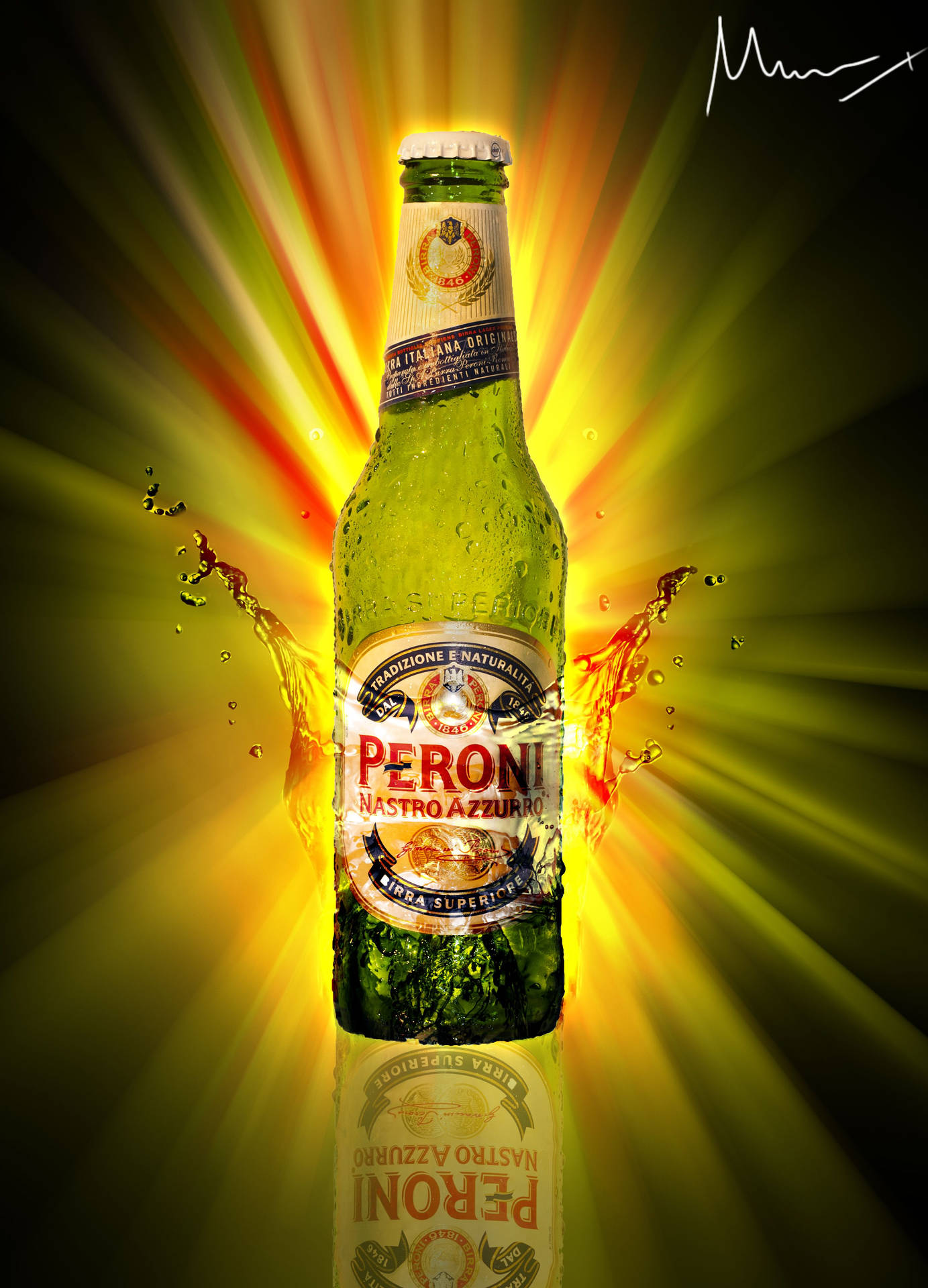 Exquisite Peroni Beer In A Splash Of Refreshment