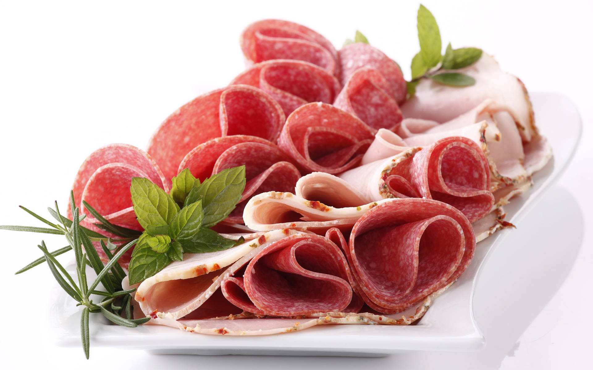 Exquisite Platter Of Salami And Ham Background