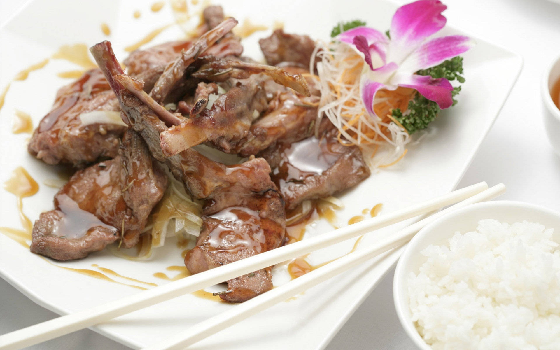 Exquisite Quail Steak With Side Dish Background