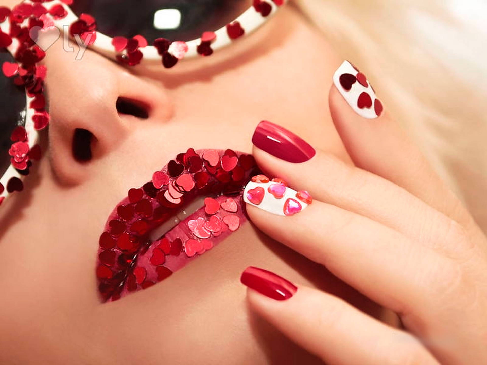 Exquisite Red And White Nail Art Design Background