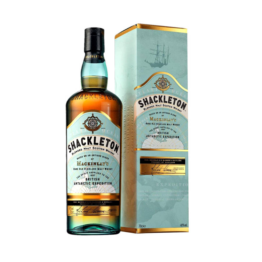 Exquisite Shackleton Blended Malt Scotch Whisky Bottle And Box Background