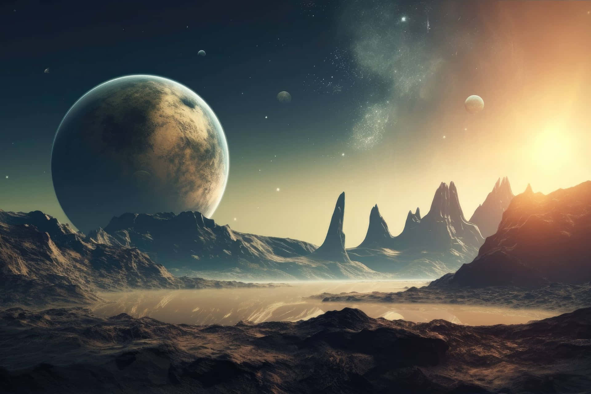 Extraterrestrial_ Landscape_ Sunset Background