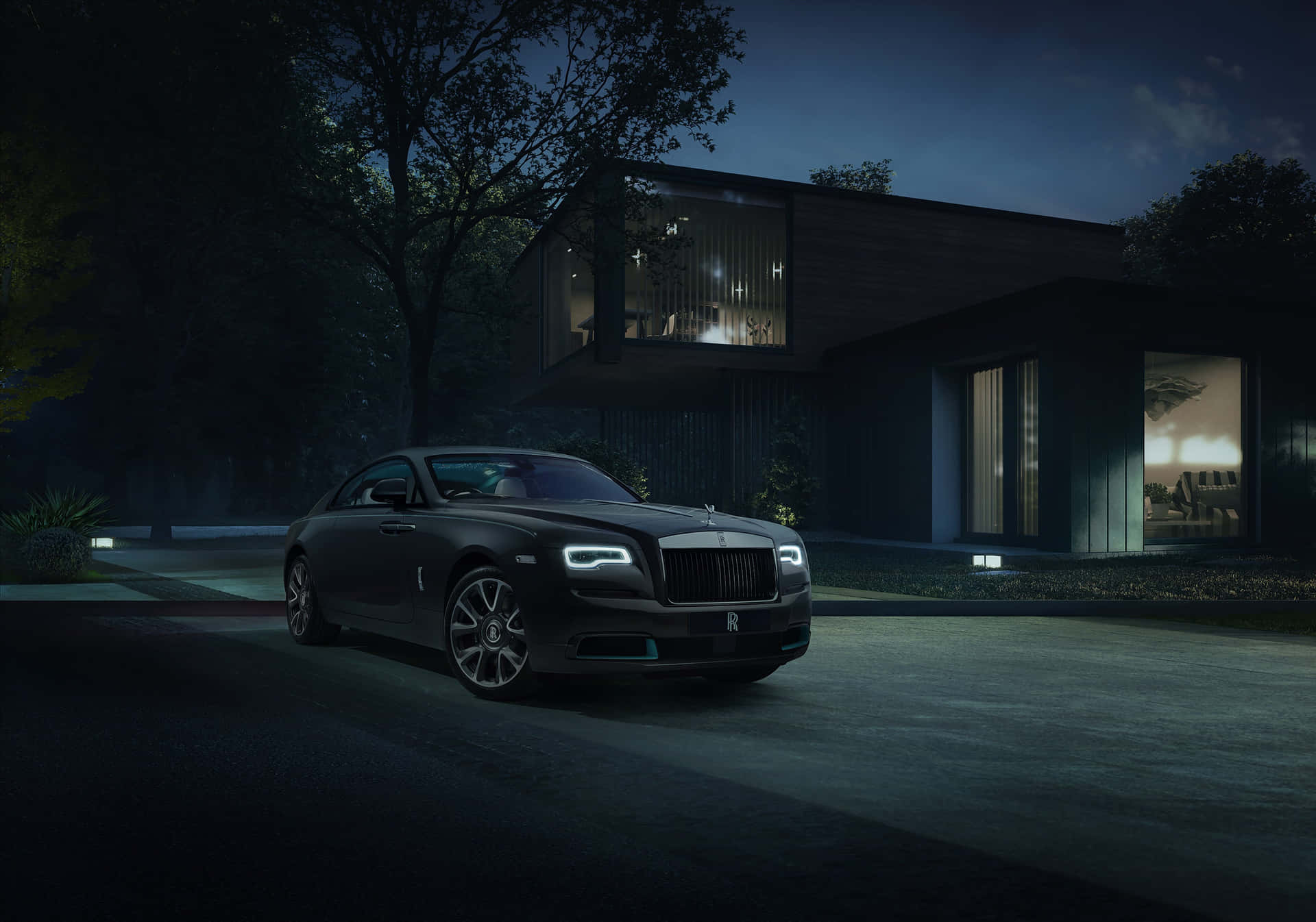 Extravagant Rolls Royce And House Background