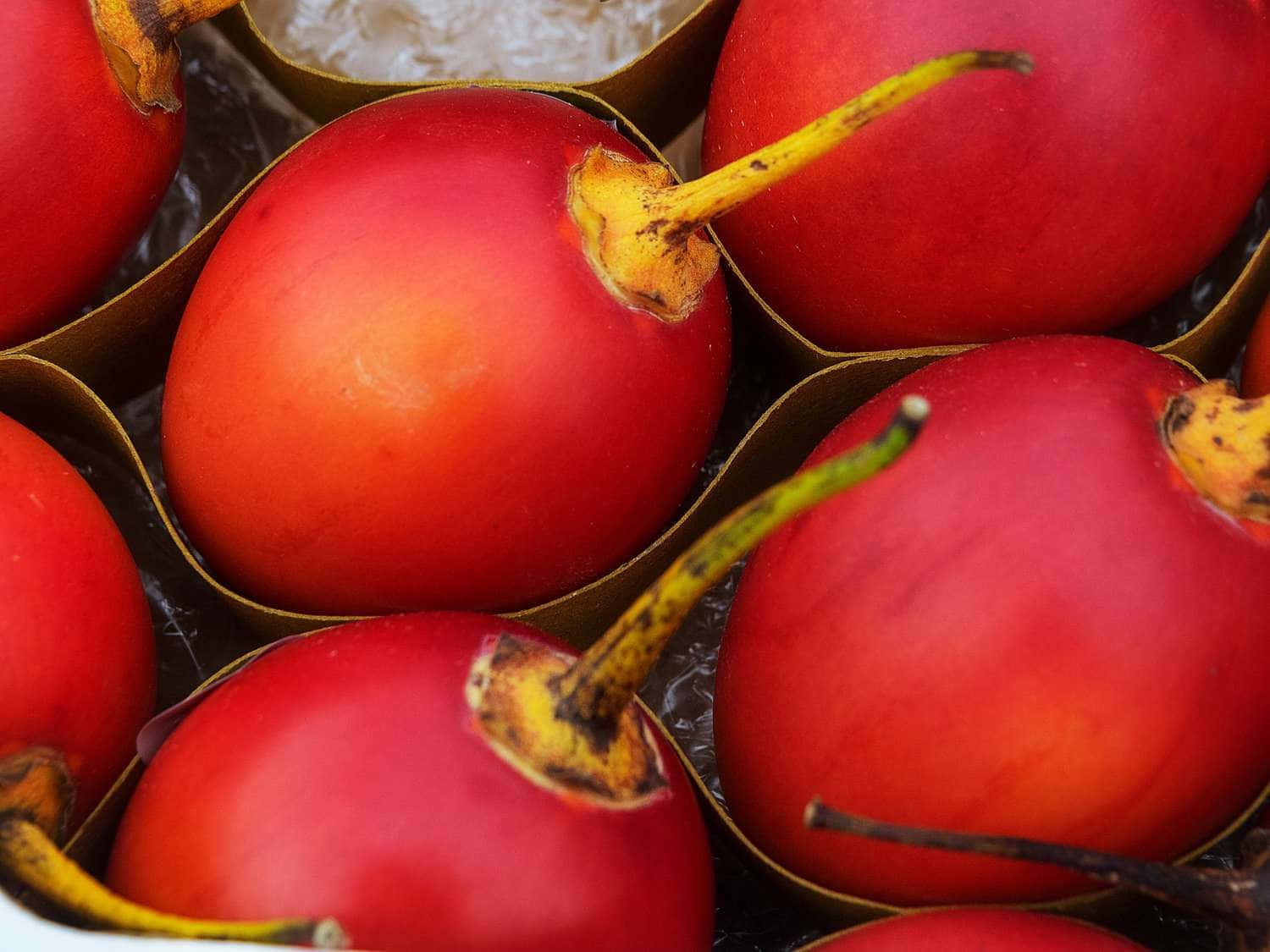 Extreme Close Up Shot Red Tamarillo Fruit Background