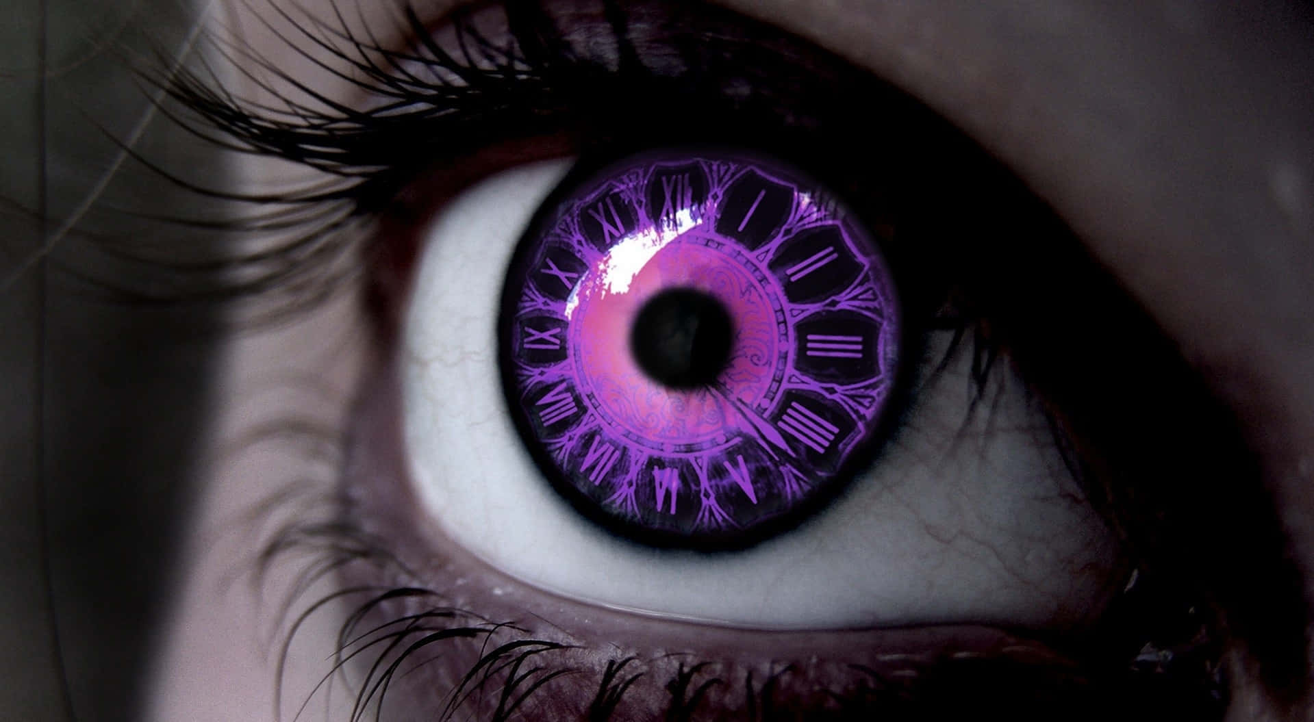 Eye Closeup Purple Clock Numbers Background