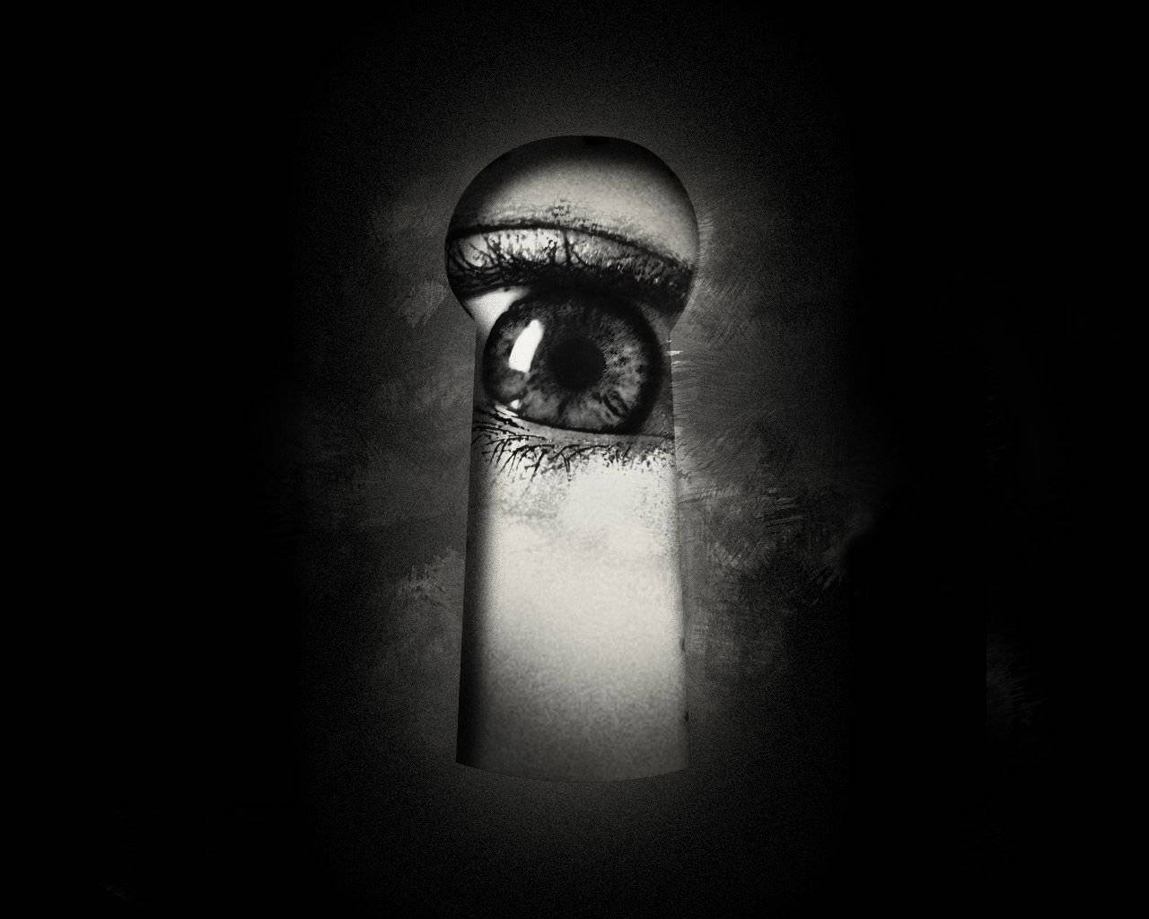 Eye Looking Through Key Hole Background