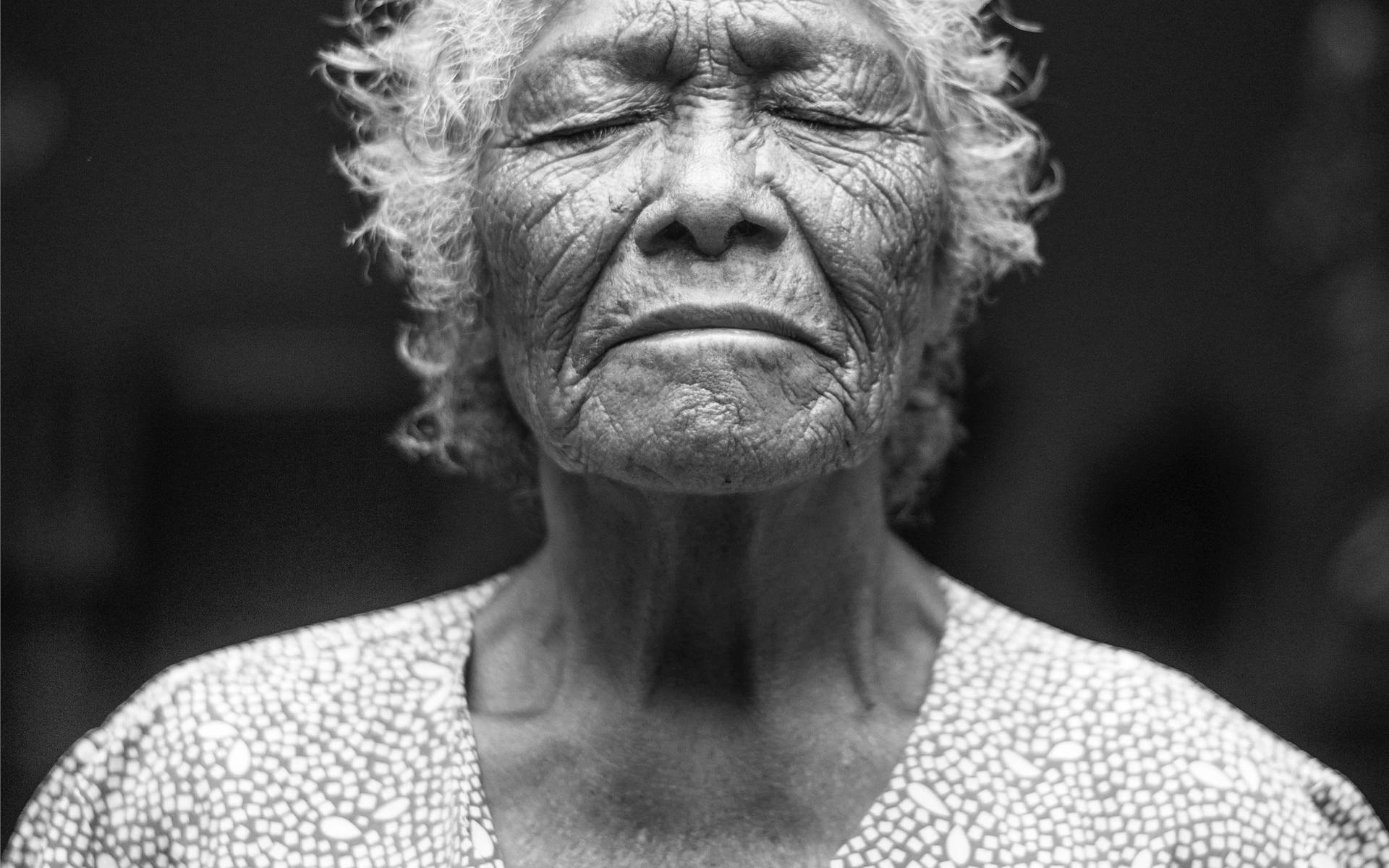 Eyes Closed Beautiful Older Woman