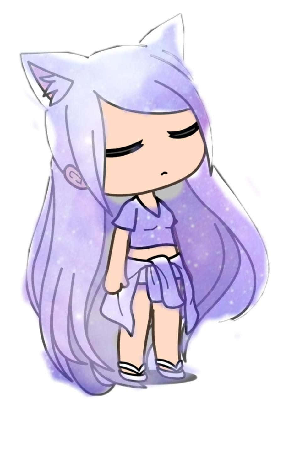 Eyes Closed Purple Gacha Girl Background