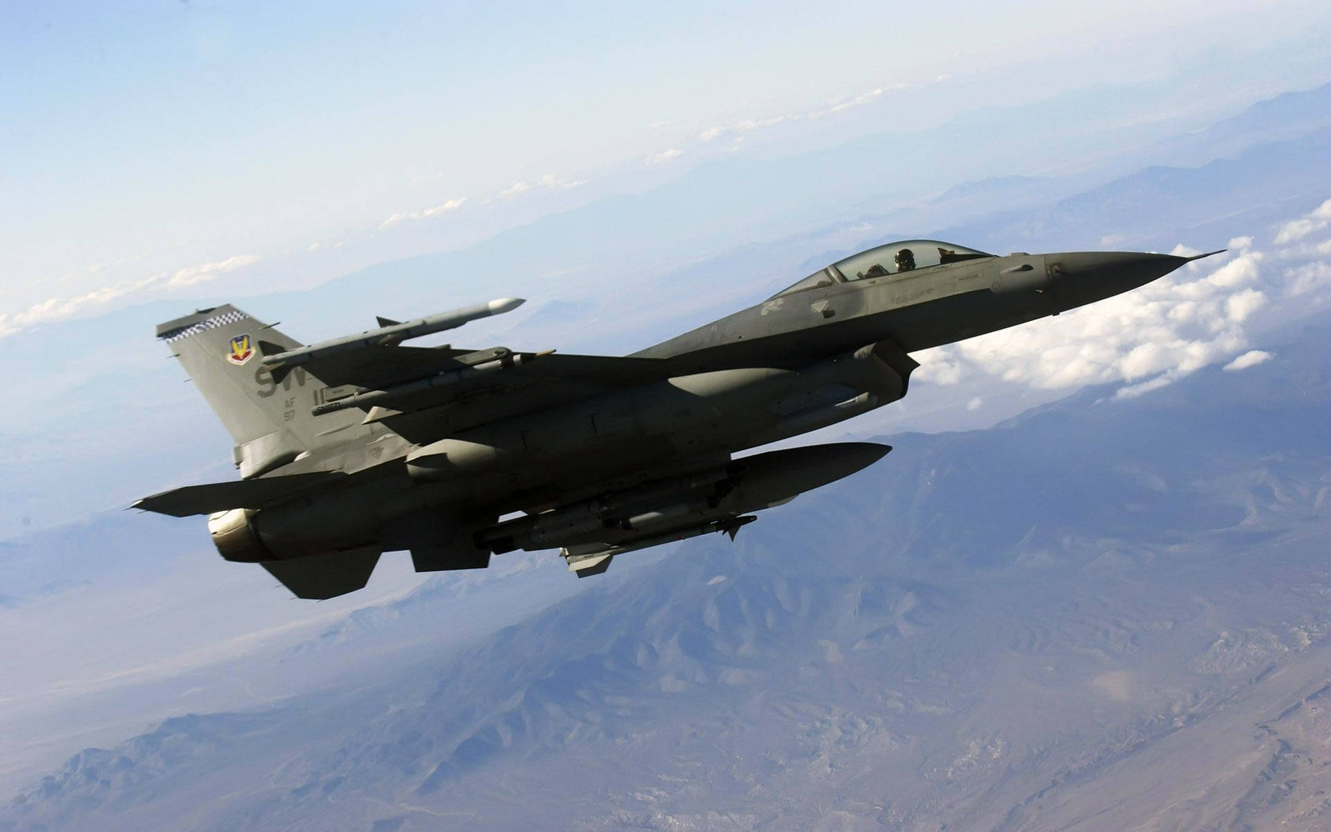 F-16 Fighting Falcon Soaring High Background