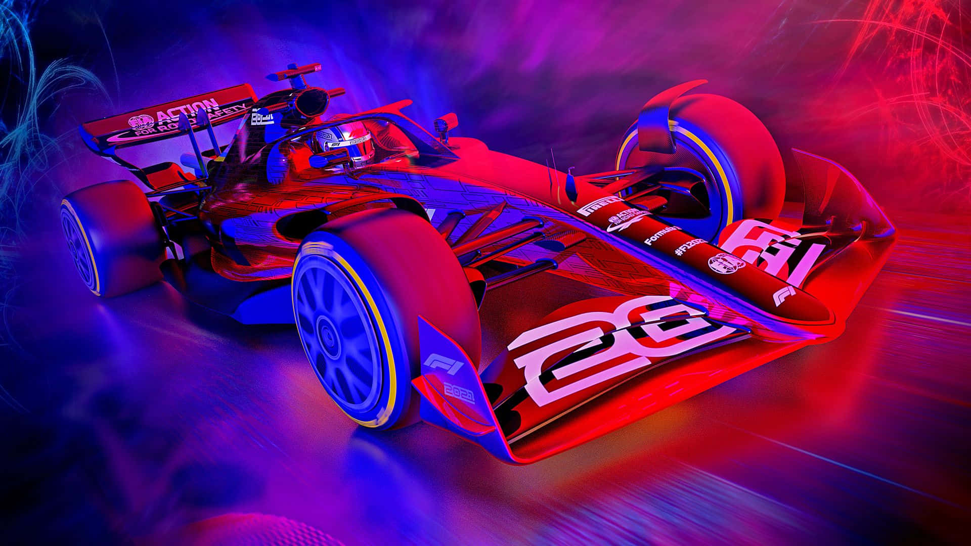 F1 Game Race Car Purple And Red Aesthetic Background
