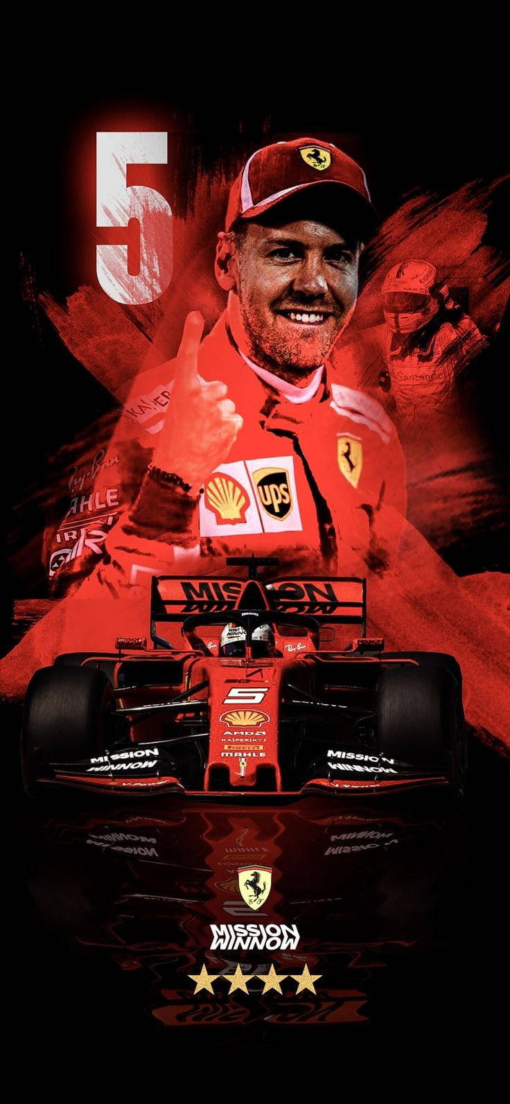 F1 Racer Sebastian Vettel With Car