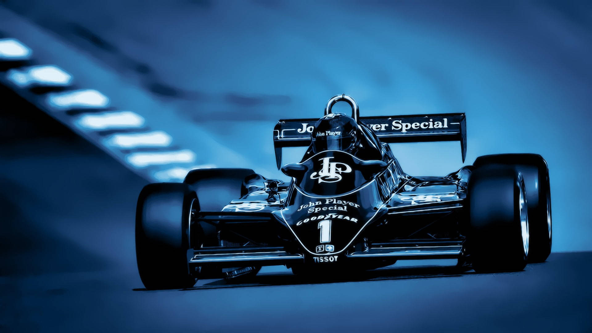 F1 Racing Car In Blue Aesthetic Background