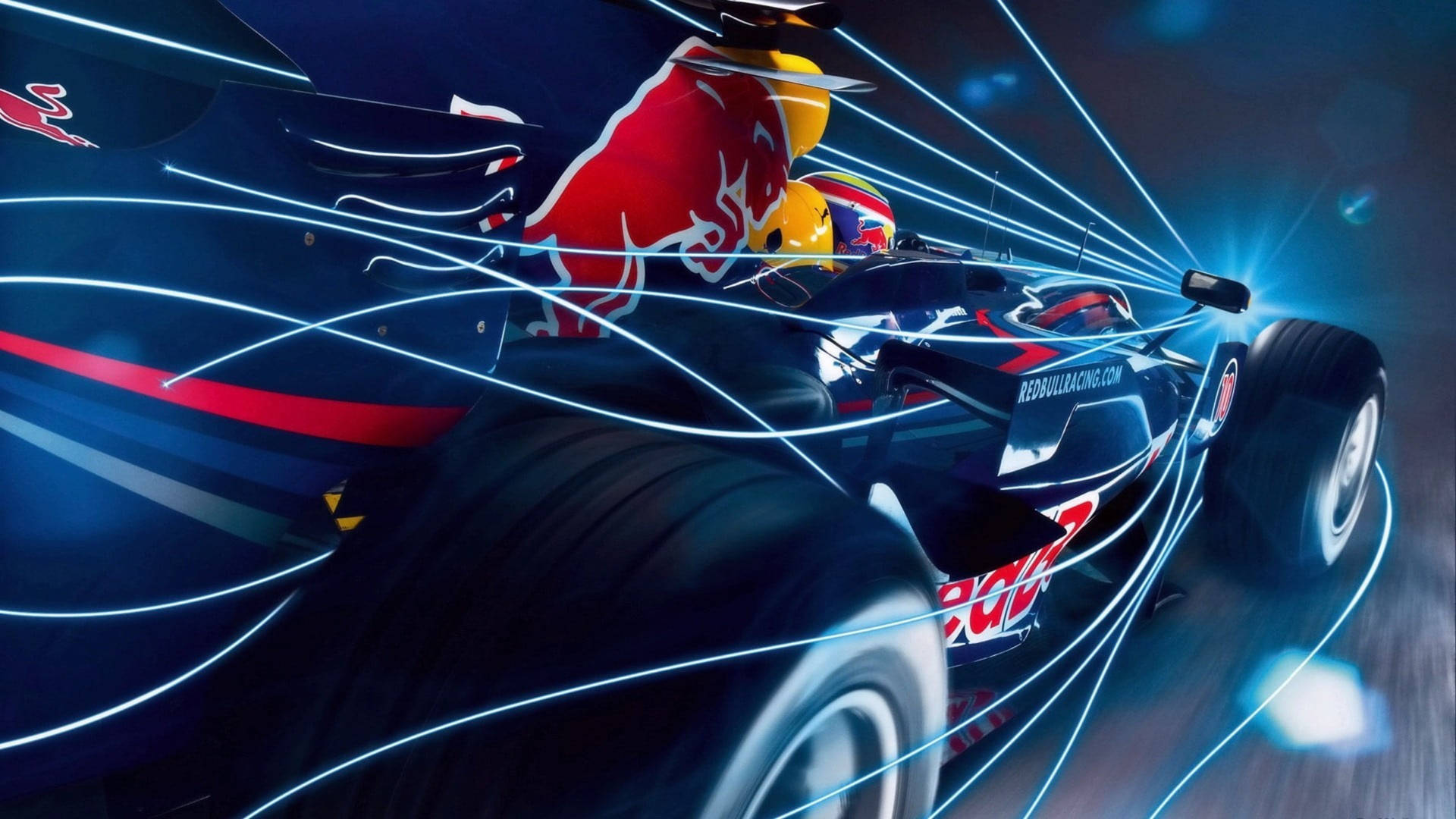 F1 Racing Car In Digital Background