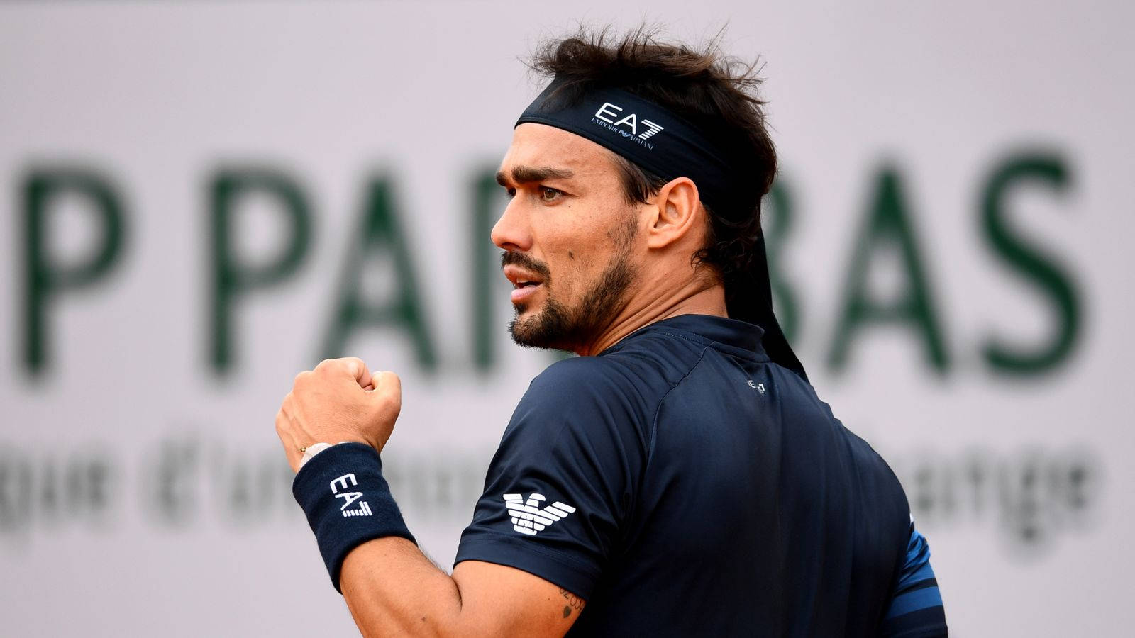 Fabio Fognini Celebrating Victory With A Clenched Fist.