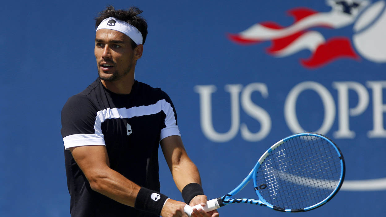 Fabio Fognini Intensely Competing At The Us Open Background