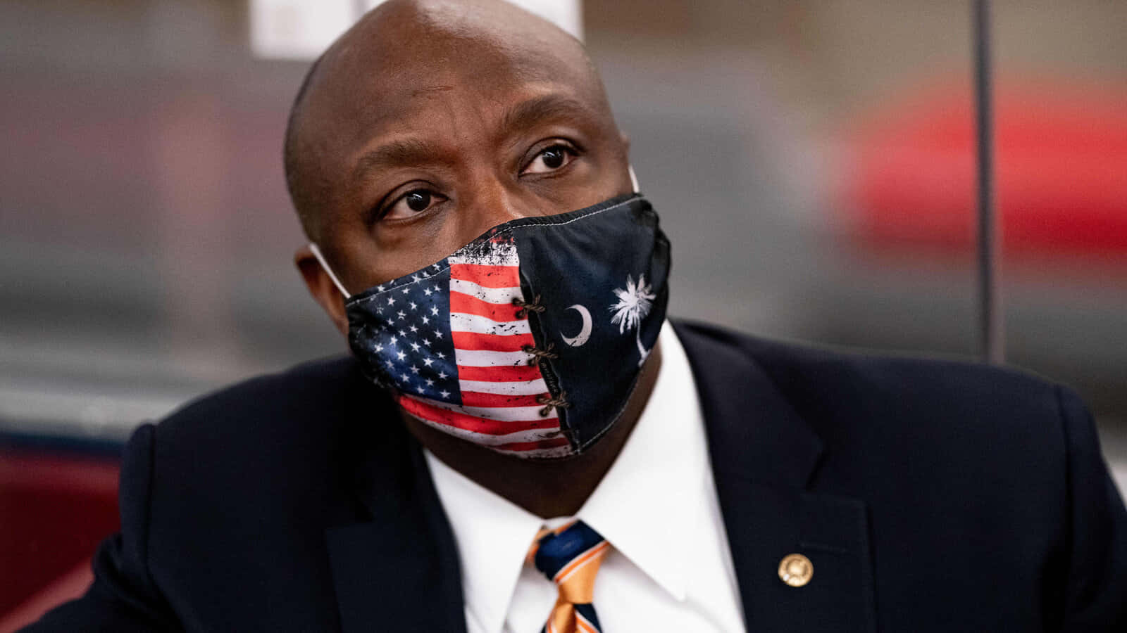 Face Mask Of Tim Scott With Us Flag Print