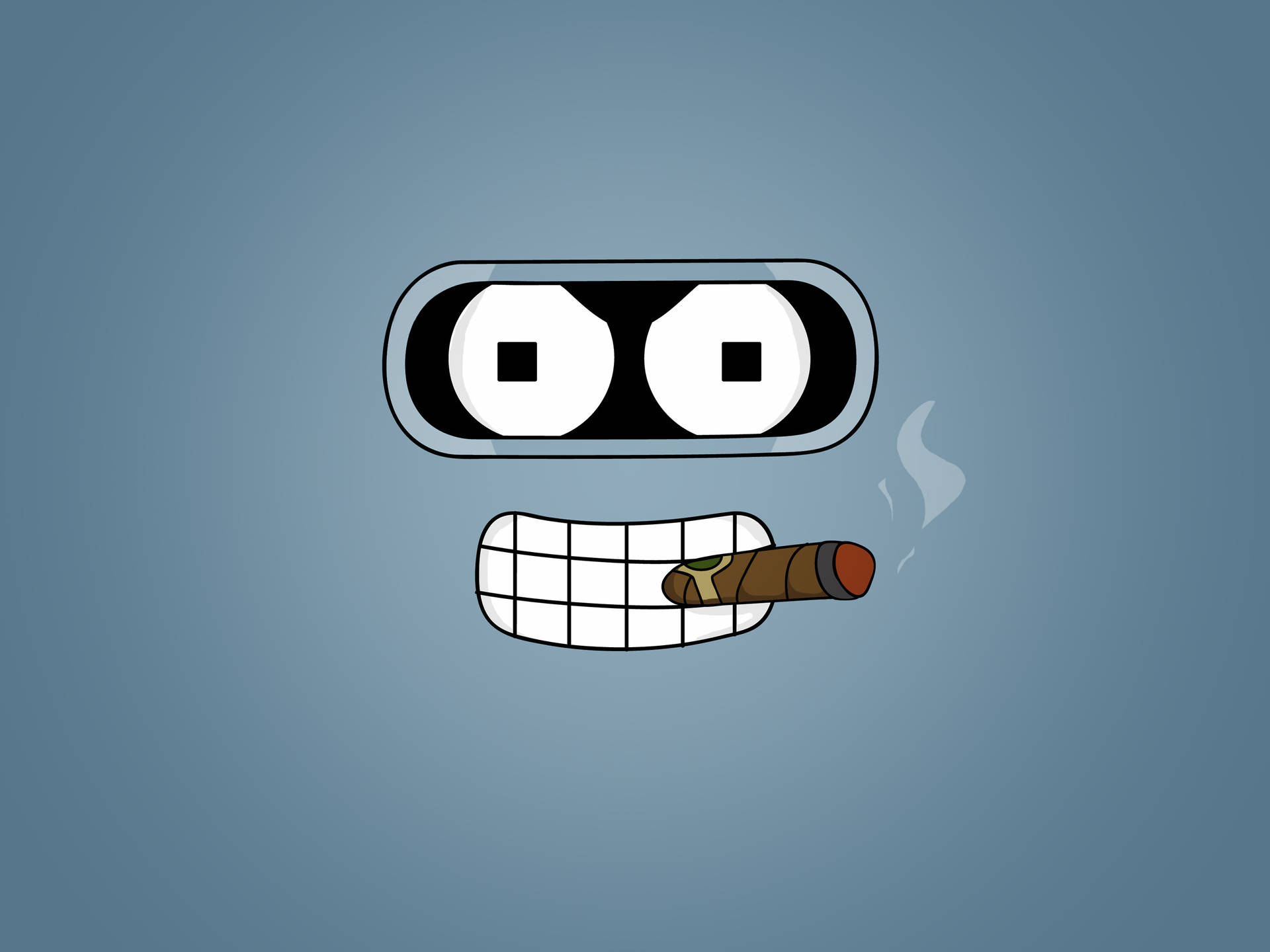 Face Of Bender With Cigarette Futurama Background
