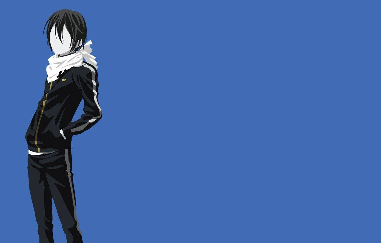 Faceless Anime Blue Boy Background