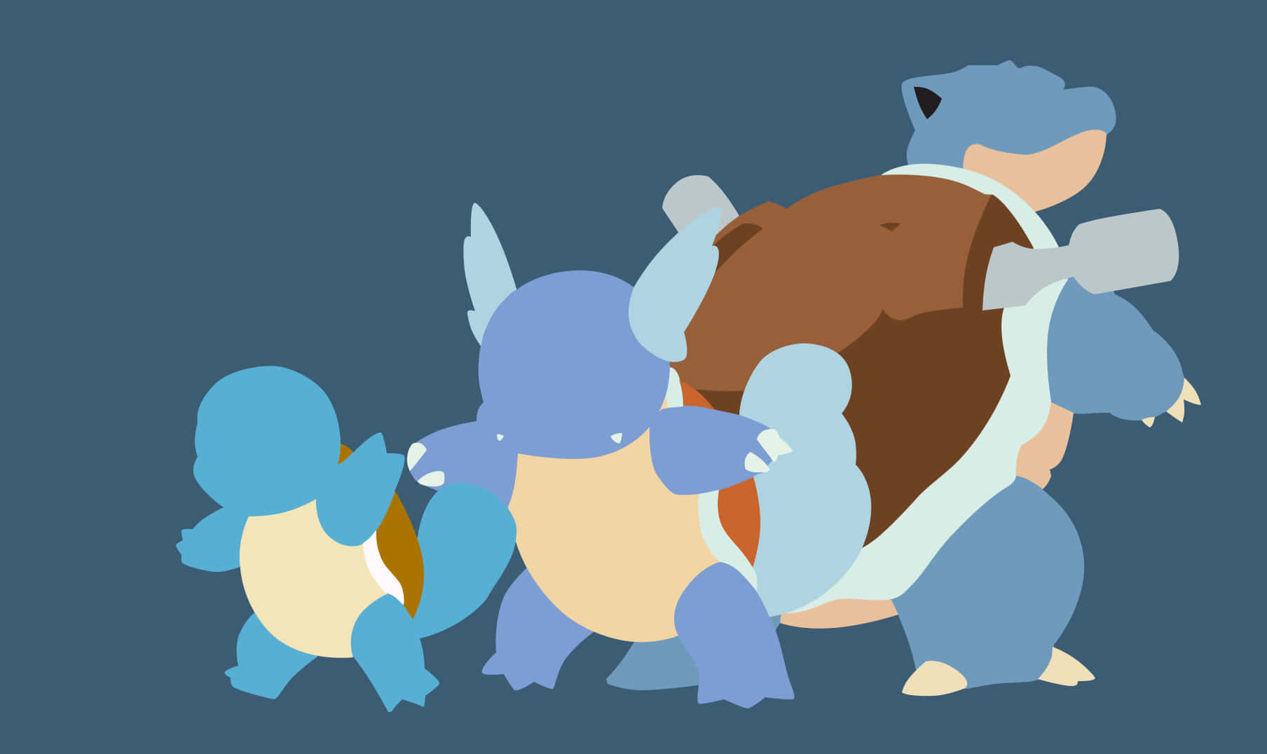 Faceless Squirtle, Wartortle, And Blastoise Background