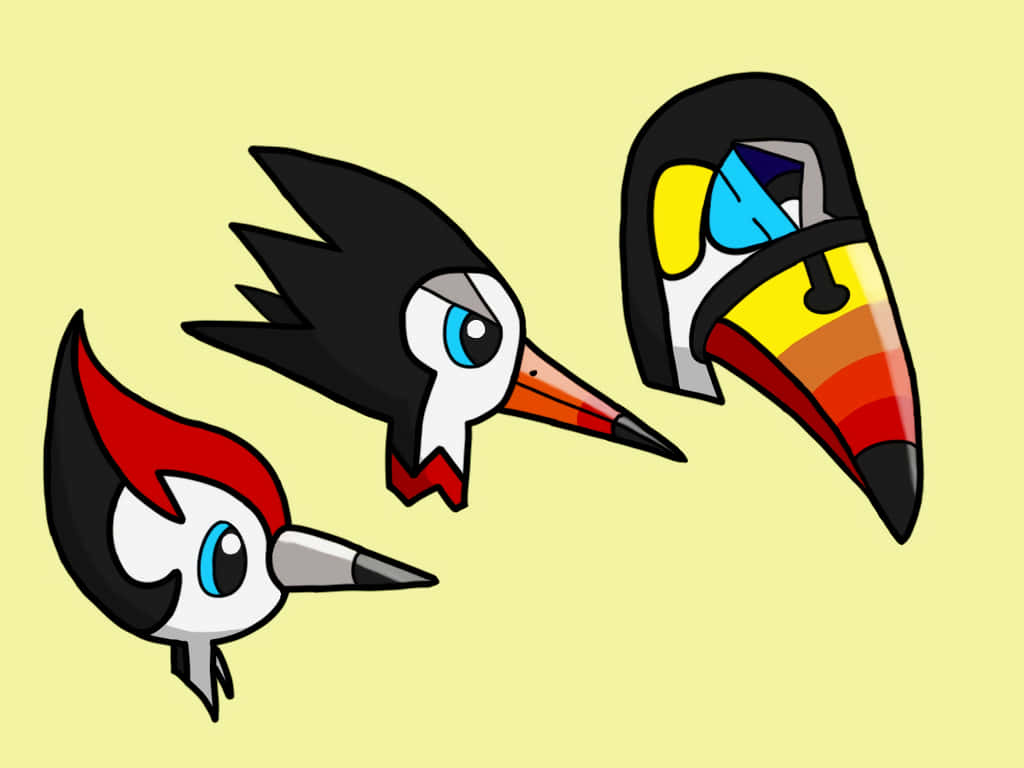 Faces Of Pikipek, Trumbeak, And Toucannon Background