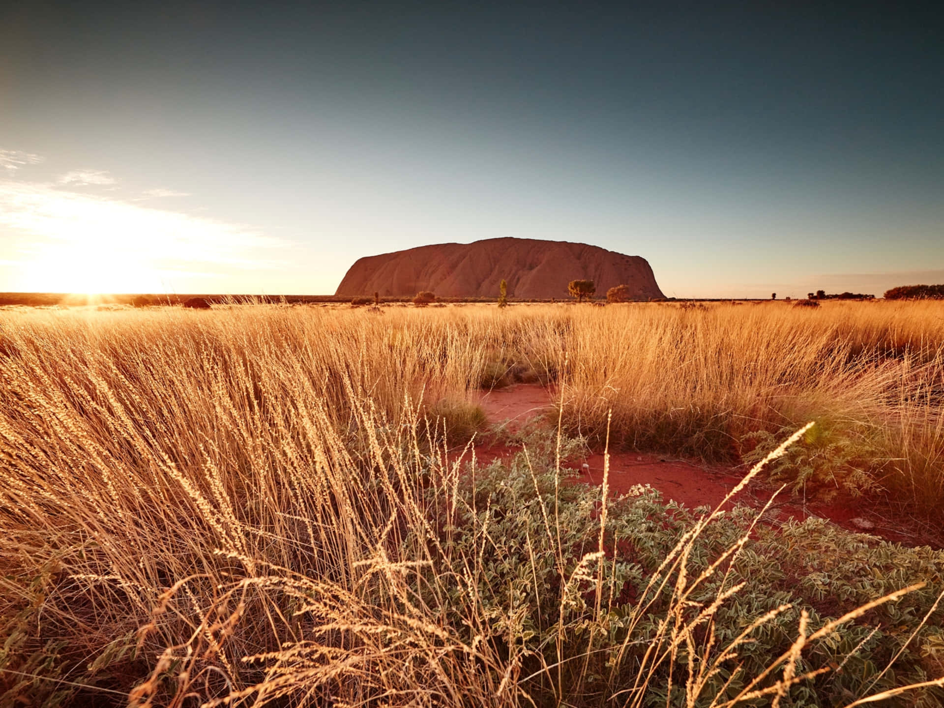 Faded Gray Sky Uluru Background