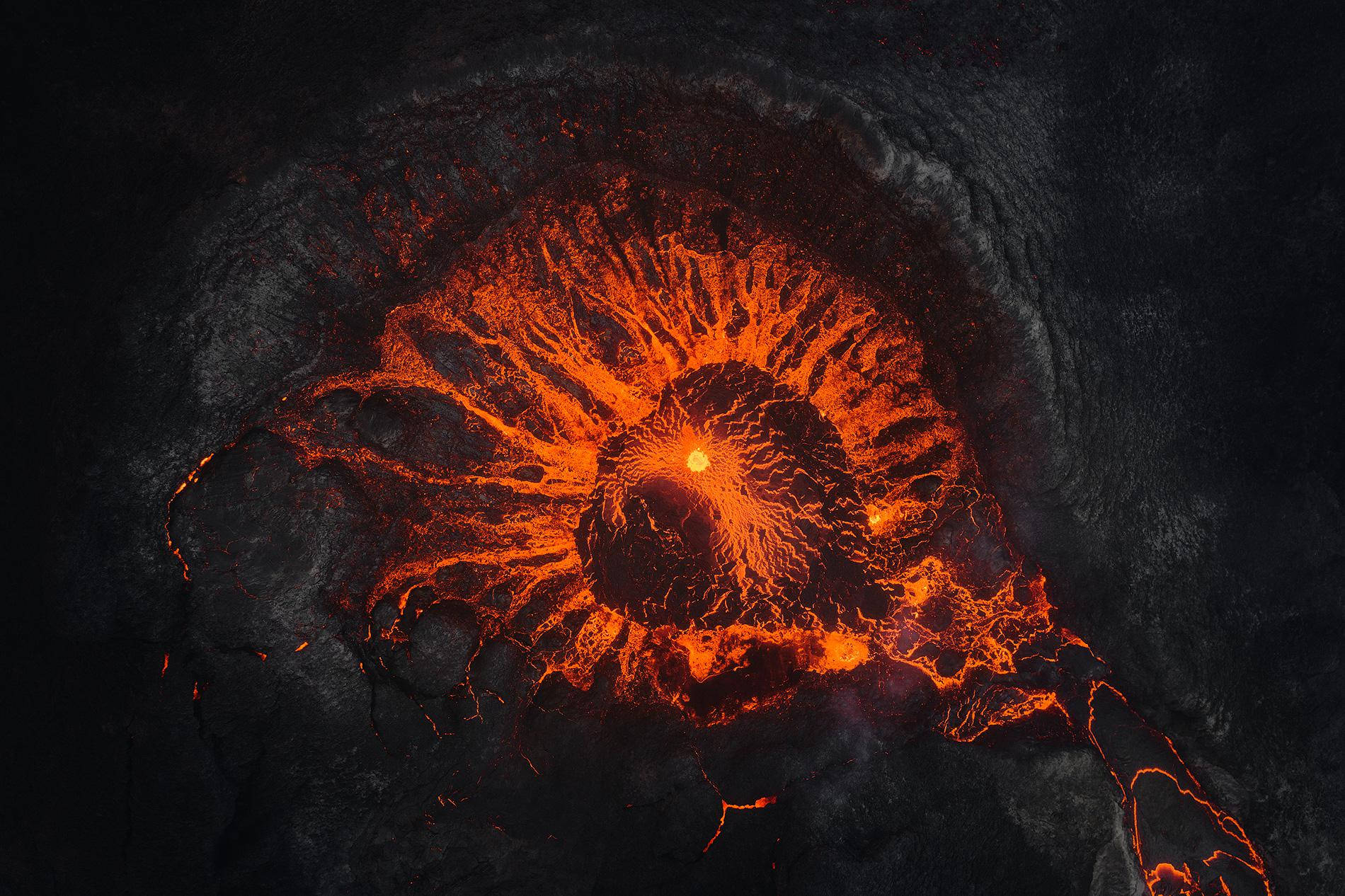 Fagradalsfjall Volcano Eruption Forms Eye Of Sauron Background